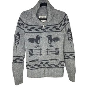 TNA Aritzia Wool Cowichan Tribal Bird Sea to Sky Zip Up Long Sleeve Sweater M/M